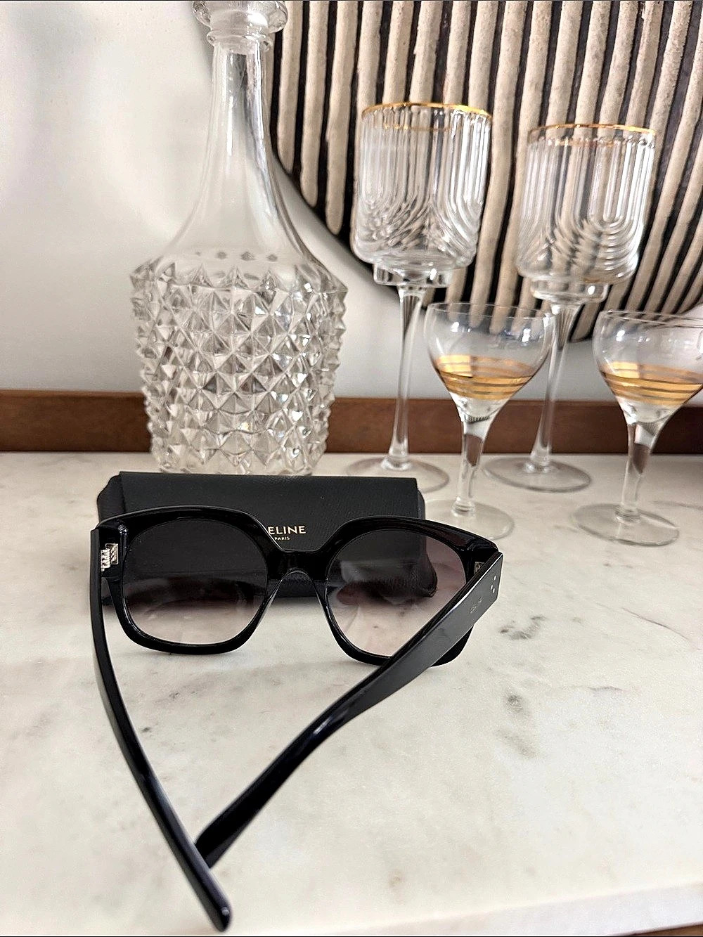 Like New_Celine Tilda Oversized Round Sunglasses Black
